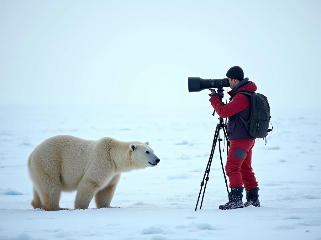 Wildlife photographer capturing arctic animals