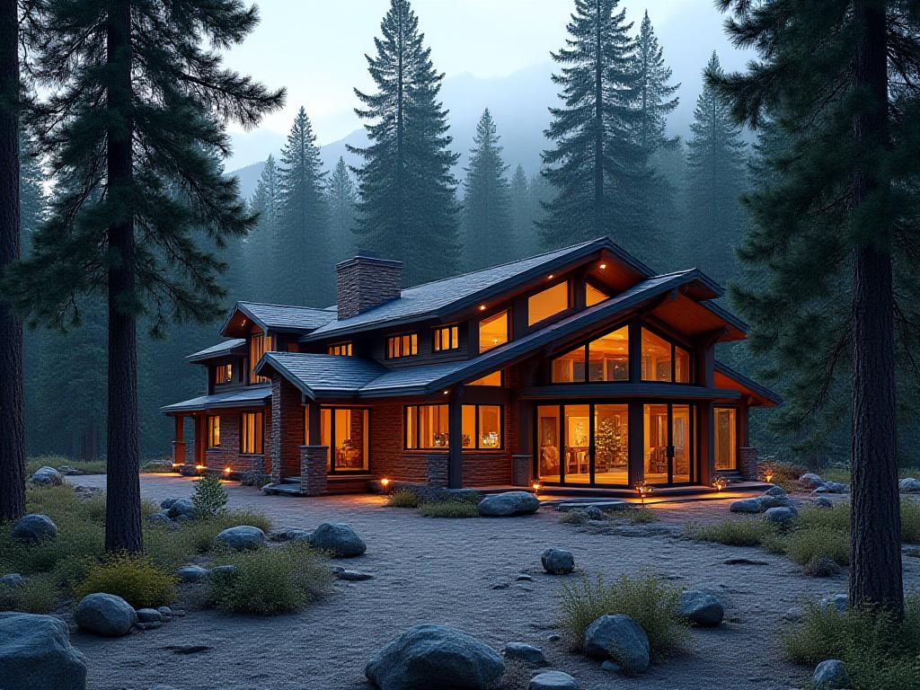 Private luxury lodge surrounded by forest